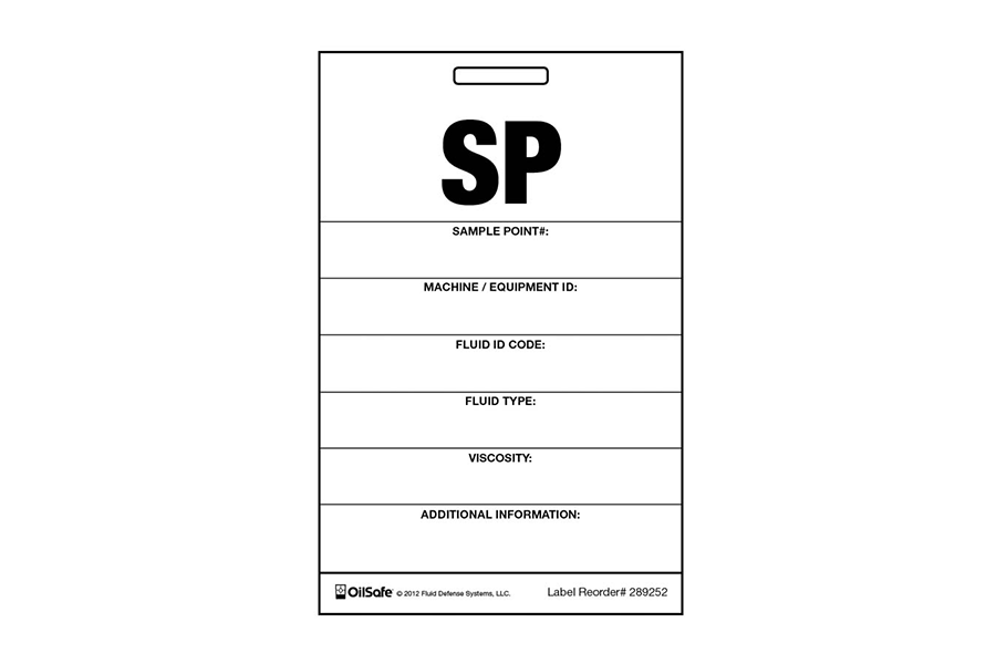 Oil Safe 289252 Sample Point Label Plastic Card Detailed Sistema de Gestión de Lubricación OilSafe