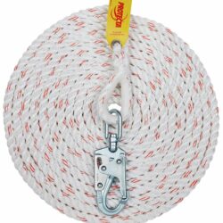 1299991 - Línea de vida de cuerda 3M Protecta con gancho giratorio de acero, mezcla de poliéster y polipropileno 5/8 pulg, blanca, 30 pies
