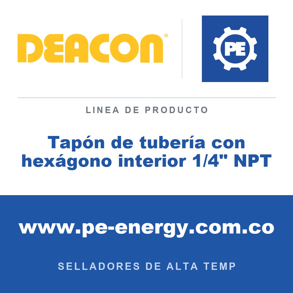 Deacon Tapón de tubería con hexágono interior 1/4" NPT - Deacon Tapón de tubería con hexágono interior 1/4" NPT