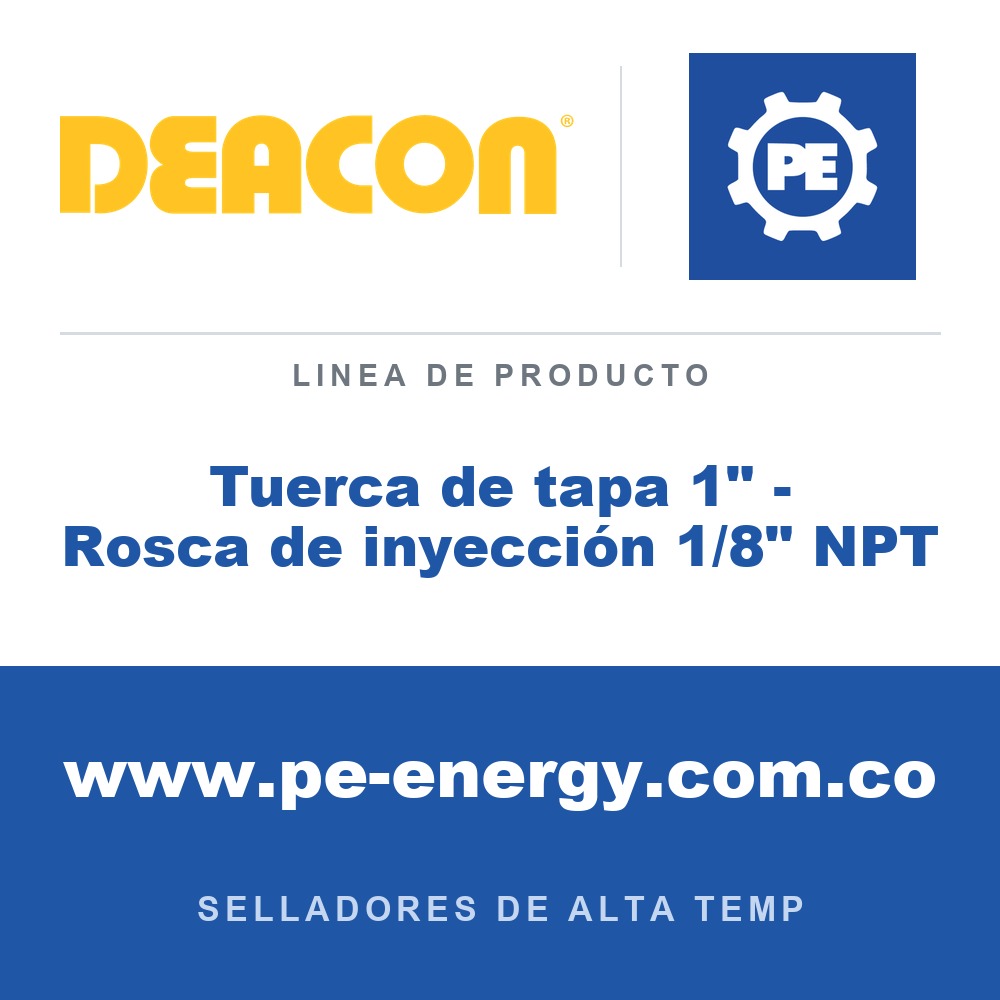 Deacon Tuerca de tapa 1" - Rosca de inyección 1/8" NPT - Deacon Tuerca de tapa 1" - Rosca de inyección 1/8" NPT
