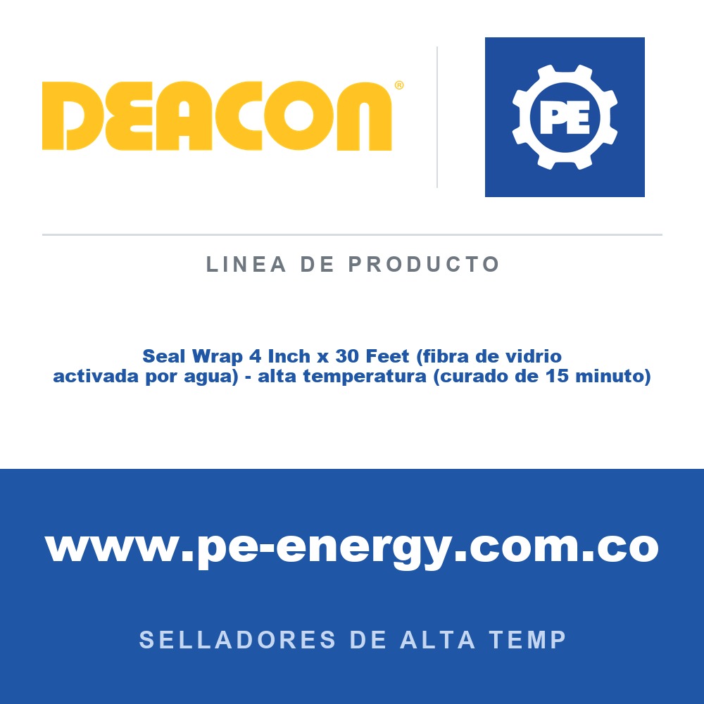 Deacon Seal Wrap 4 Inch x 30 Feet (fibra de vidrio activada por agua) - alta temperatura (curado de 15 minuto) - Deacon Seal Wrap 4 Inch x 30 Feet (fibra de vidrio activada por agu