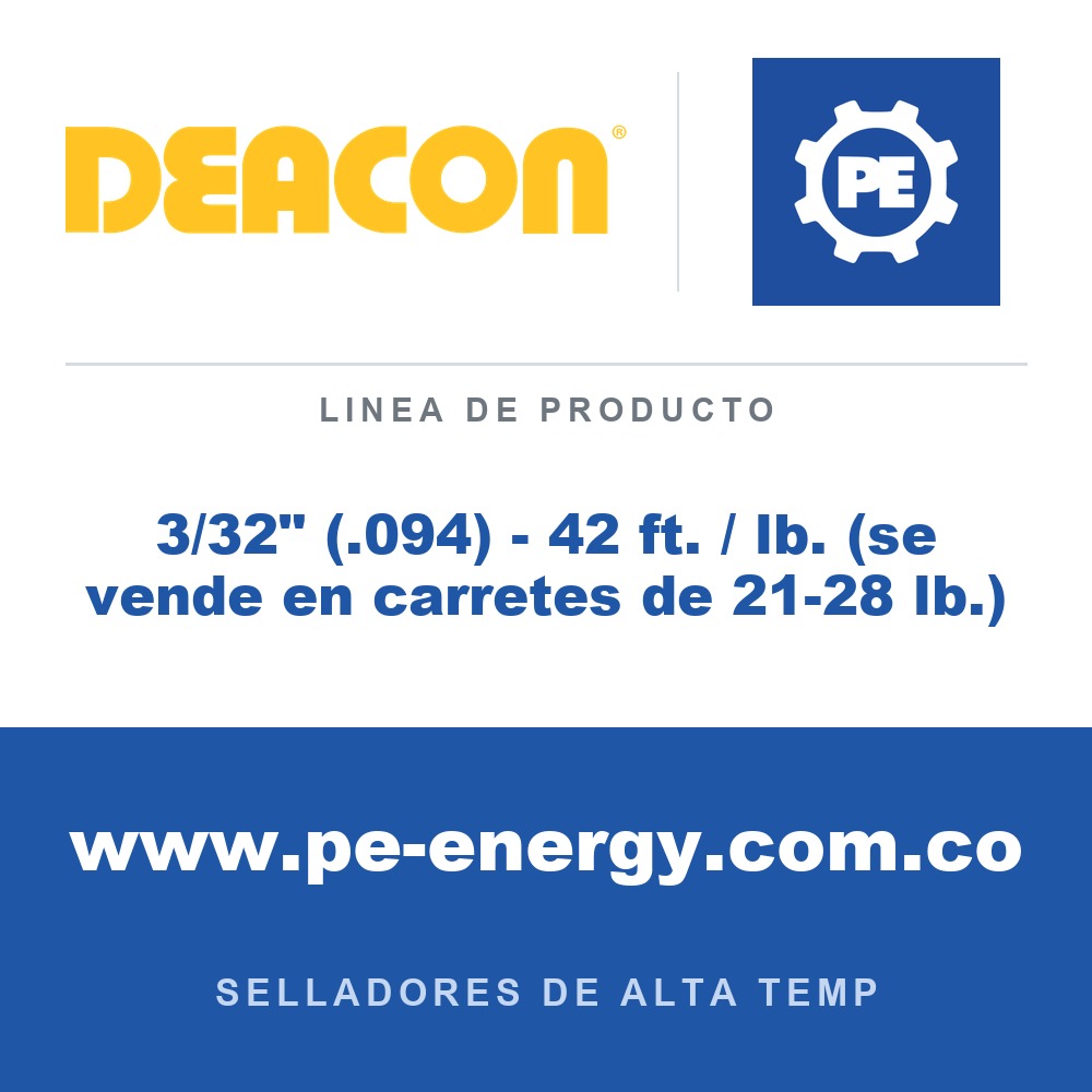 Deacon 3/32" (.094) - 42 ft. / lb. (se vende en carretes de 21-28 lb.) - Deacon 3/32" (.094) - 42 ft. / lb. (se vende en carretes de 21-28 lb.)