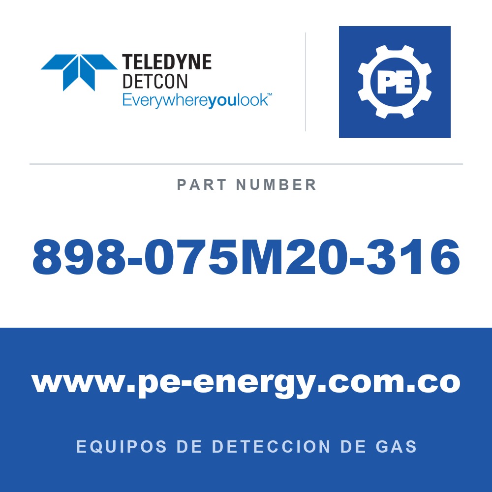 Detcon 898-075M20-316 - Teledyne Detcon 898-075M20-316 Adaptador de 3/4" NPT macho a M20 hembra en acero inoxidable 316