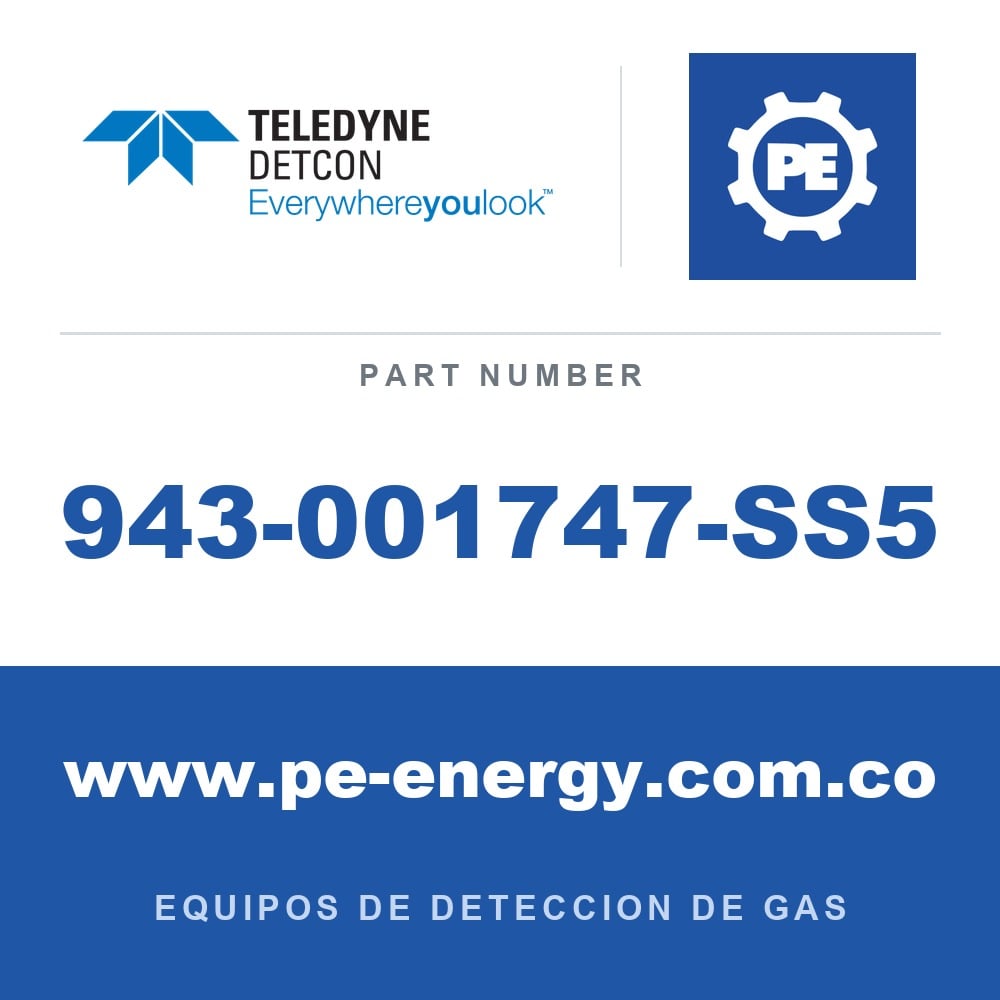 Detcon 943-001747-SS5 - Teledyne Detcon 943-001747-SS5 Adaptador de flujo continuo de acero inoxidable, compatible con 700, FP 4,5,600, series DM 5,600, DM-100