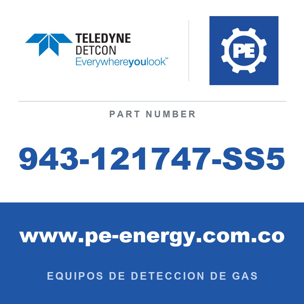 Detcon 943-121747-SS5 - Teledyne Detcon 943-121747-SS5 Adaptador de flujo continuo de acero inoxidable, compatible con 700, FP 4,5,600, series DM 5,600, DM-100