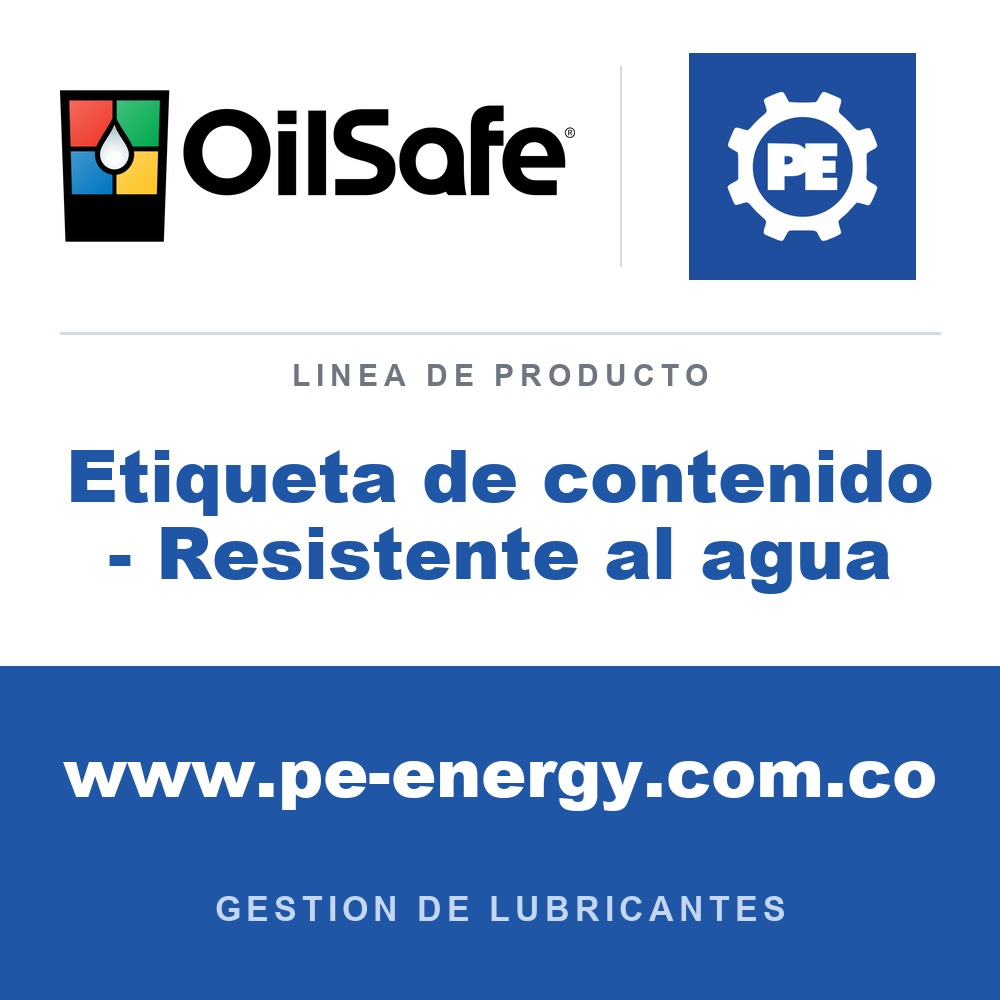 OilSafe Etiqueta de contenido - Resistente al agua - OilSafe Etiqueta de contenido - Resistente al agua