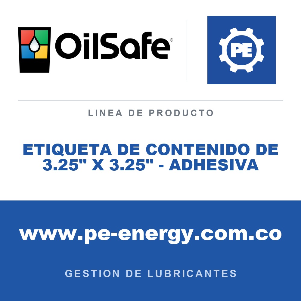 OilSafe ETIQUETA DE CONTENIDO DE 3.25" X 3.25" - ADHESIVA - Etiqueta de contenido OilSafe de 3.25" x 3.25" - Adhesiva