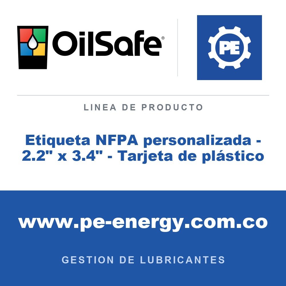 OilSafe Etiqueta NFPA personalizada - 2.2" x 3.4" - Tarjeta de plástico - OilSafe Etiqueta NFPA personalizada - 2.2" x 3.4" - Tarjeta de plástico
