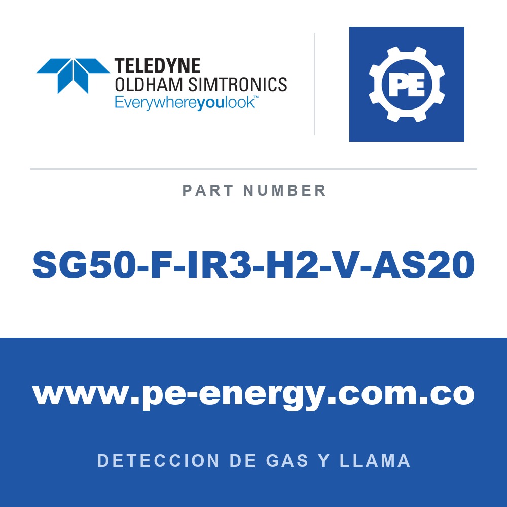 Oldham Simtronics SG50-F-IR3-H2-V-AS20 - Oldham Simtronics SG50-F-IR3-H2-V-AS20 Triple IR (IR3) para incendios de transición energética, por ejemplo