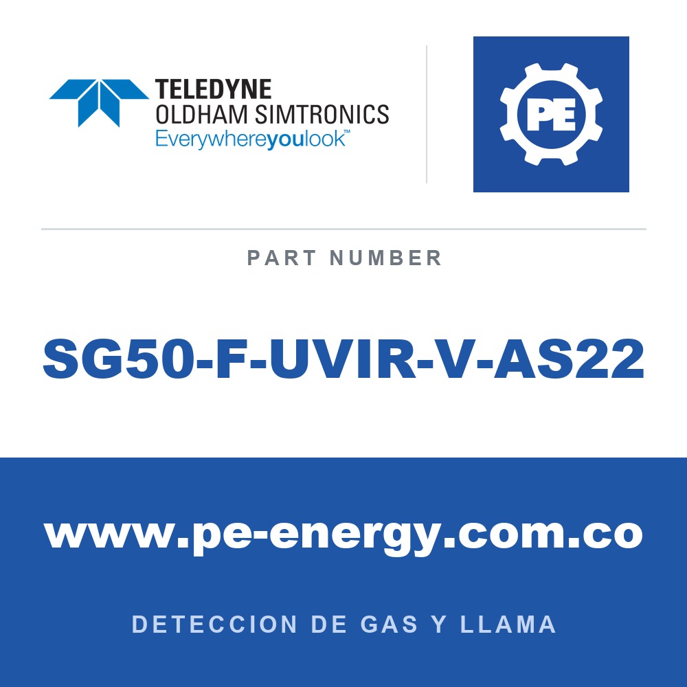 Oldham Simtronics SG50-F-UVIR-V-AS22 - Oldham Simtronics SG50-F-UVIR-V-AS22 UV-IR SG50-F, para fuego de no hidrocarburos, con cámara HD infrarroja cercana, HART, SIL 2, 3/4NPT