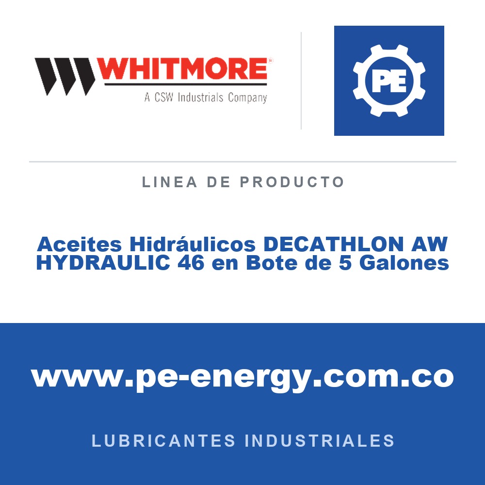 Whitmore Aceites Hidráulicos DECATHLON AW HYDRAULIC 46 en Bote de 5 Galones - Aceites Hidráulicos DECATHLON AW HYDRAULIC 46 en Bote de 5 Galones