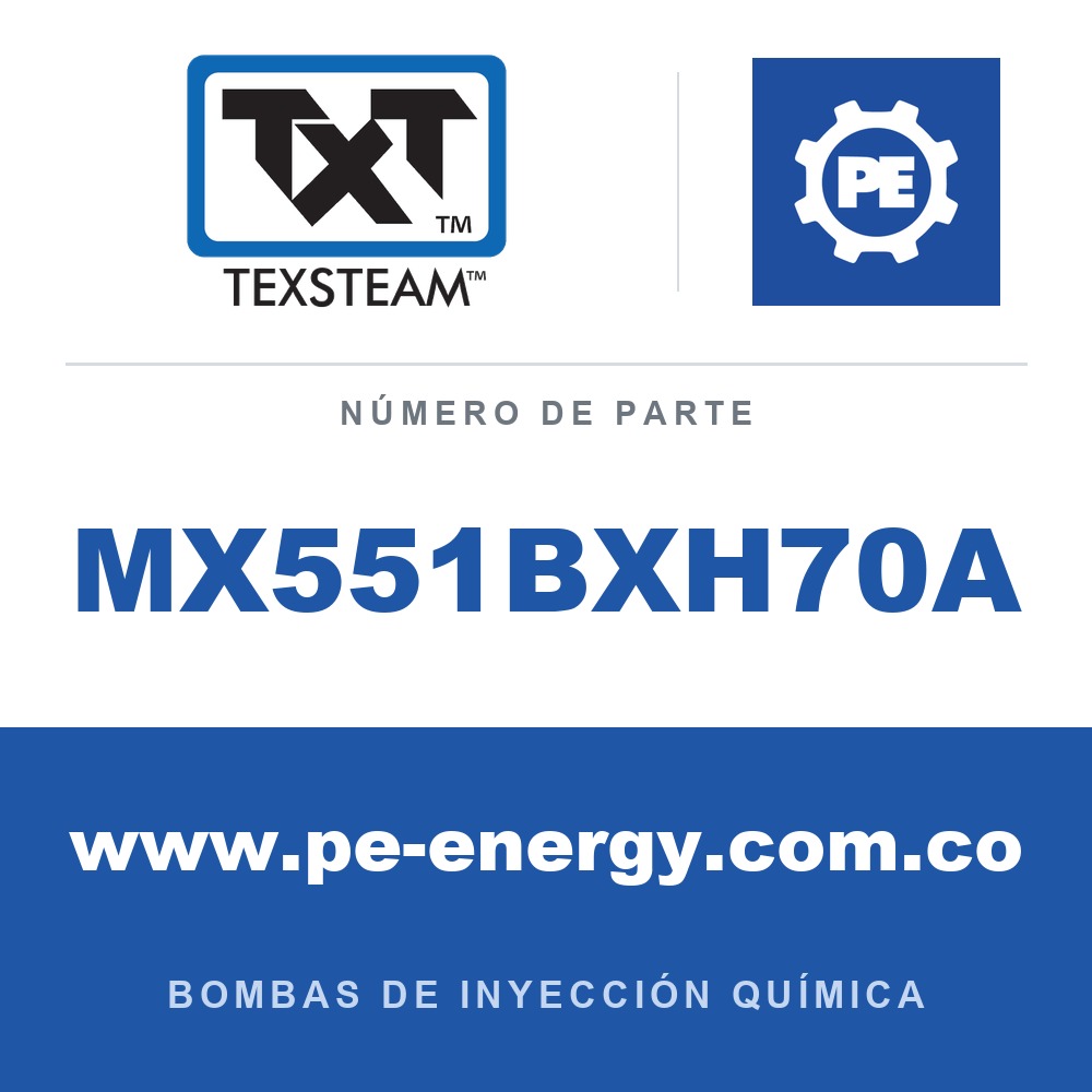 Texsteam MX551BXH70A Bomba - MX55-1 BOMBA (PMP), ESTÁNDAR (STD), SIMPLEX (SPLX), 5DIÁM. PISTÓN (PSTN), HORIZONTAL (HORZ), 1/2