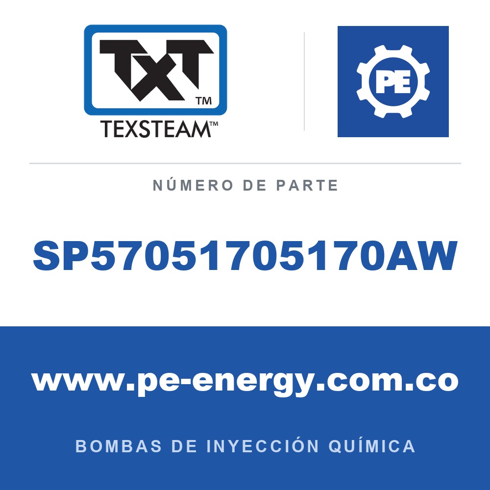 Texsteam SP57051705170AW Bomba - SP5 BOMBA (PUMP) TRÍPLEX (TRI) SS 1/2 FIJO (FIX) SS SDP/SDP ESTÁNDAR (STD) MOTOR (MTR)