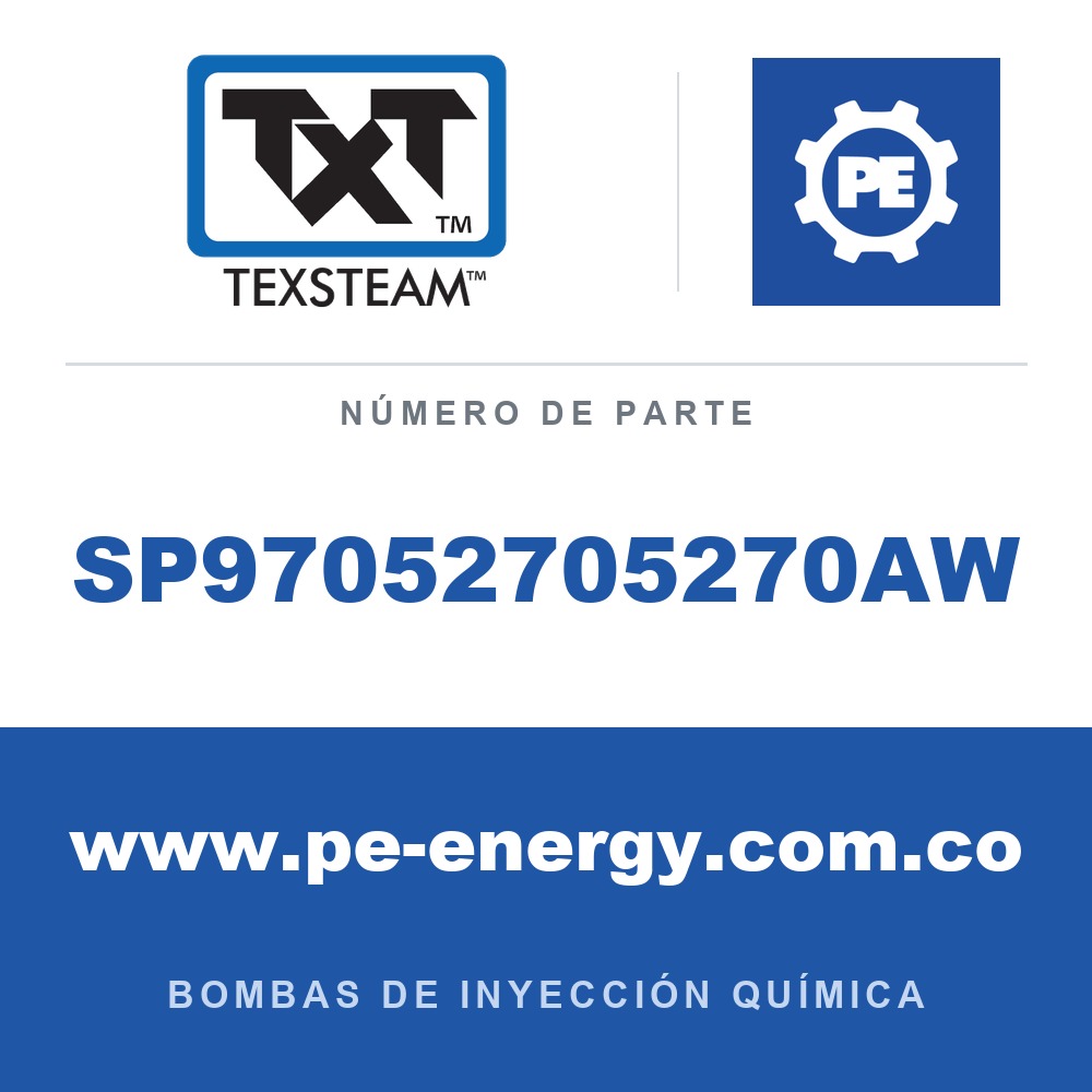 Texsteam SP97052705270AW Bomba - SP9 BOMBA (PUMP) TRÍPLEX (TRI) SS 1/2 AJUSTABLE (ADJ) SS SDP/SDP