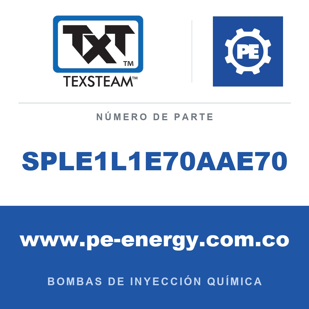 Texsteam SPLE1L1E70AAE70 Bomba - SPL SIMPLEX (SPLX) 3/16 AJUSTABLE (ADJ) 1 PANEL (PNL) 155W 1BATERÍA (BAT) 1EN SS S/S NC