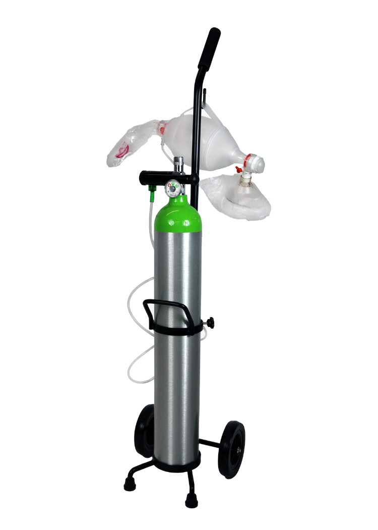 Carro de oxígeno de emergencia LIFE LIFE-ECART-025, carro E con regulador de oxígeno de 0-25 LPM y bolsa Ambu
