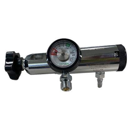 Regulador de Oxígeno EMS LIFE-EMS-025-3 - 0-25 LPM, Latón, Dos Salidas DISS de 50 PSI