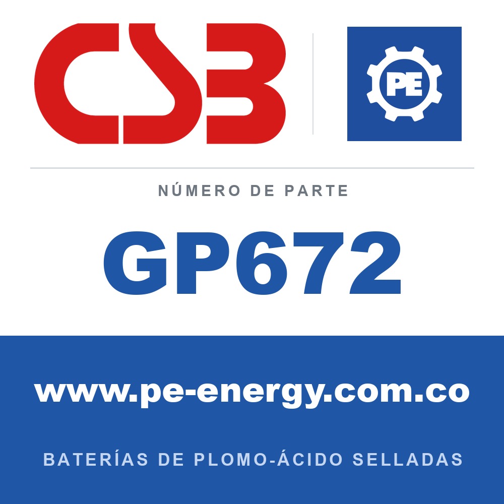 CSB Battery GP672 - CSB GP672 Batería de plomo-ácido sellada 6V 7.2Ah