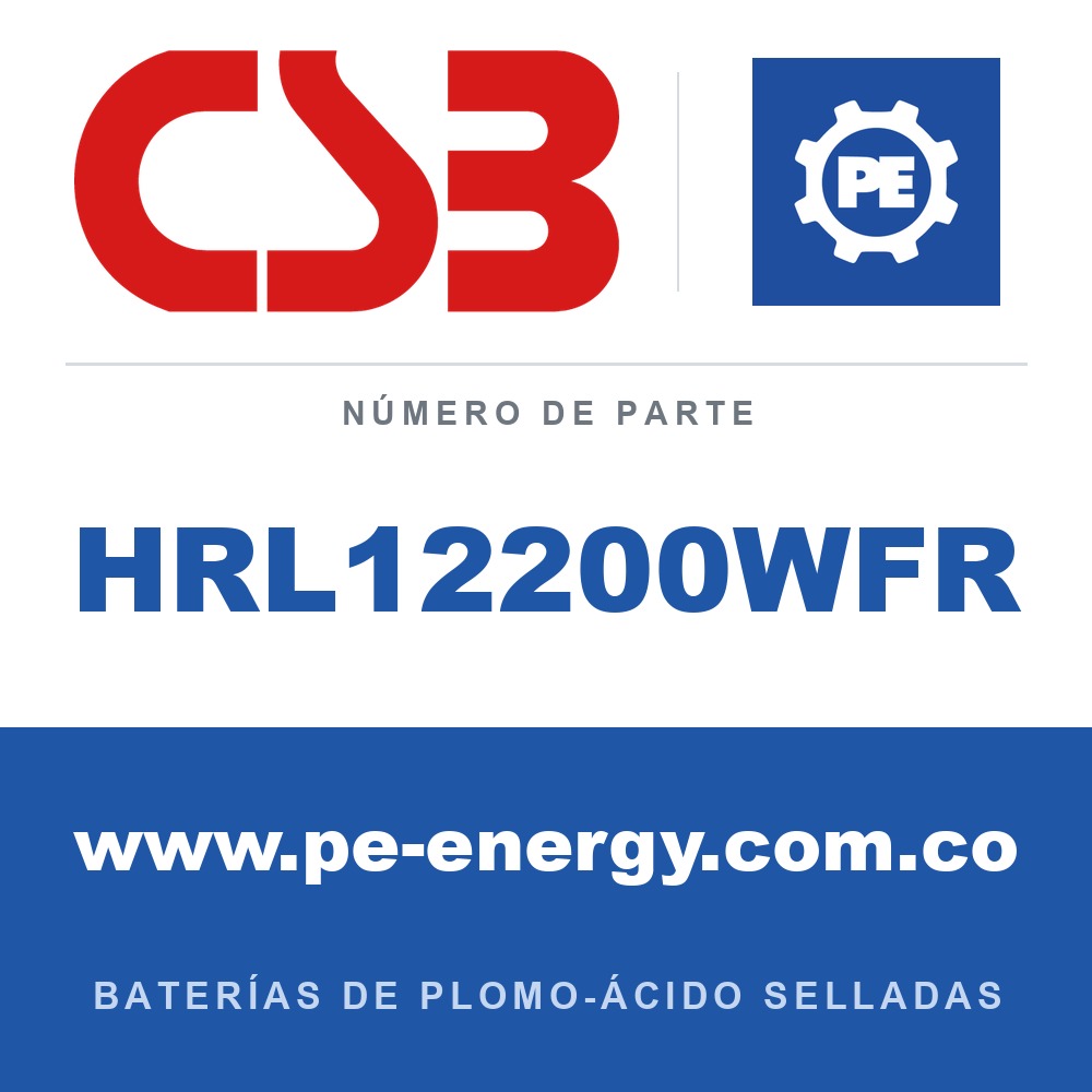 CSB Battery HRL12200WFR - CSB HRL12200WFR Batería de plomo-ácido sellada 12V 52Ah, caja ignífuga
