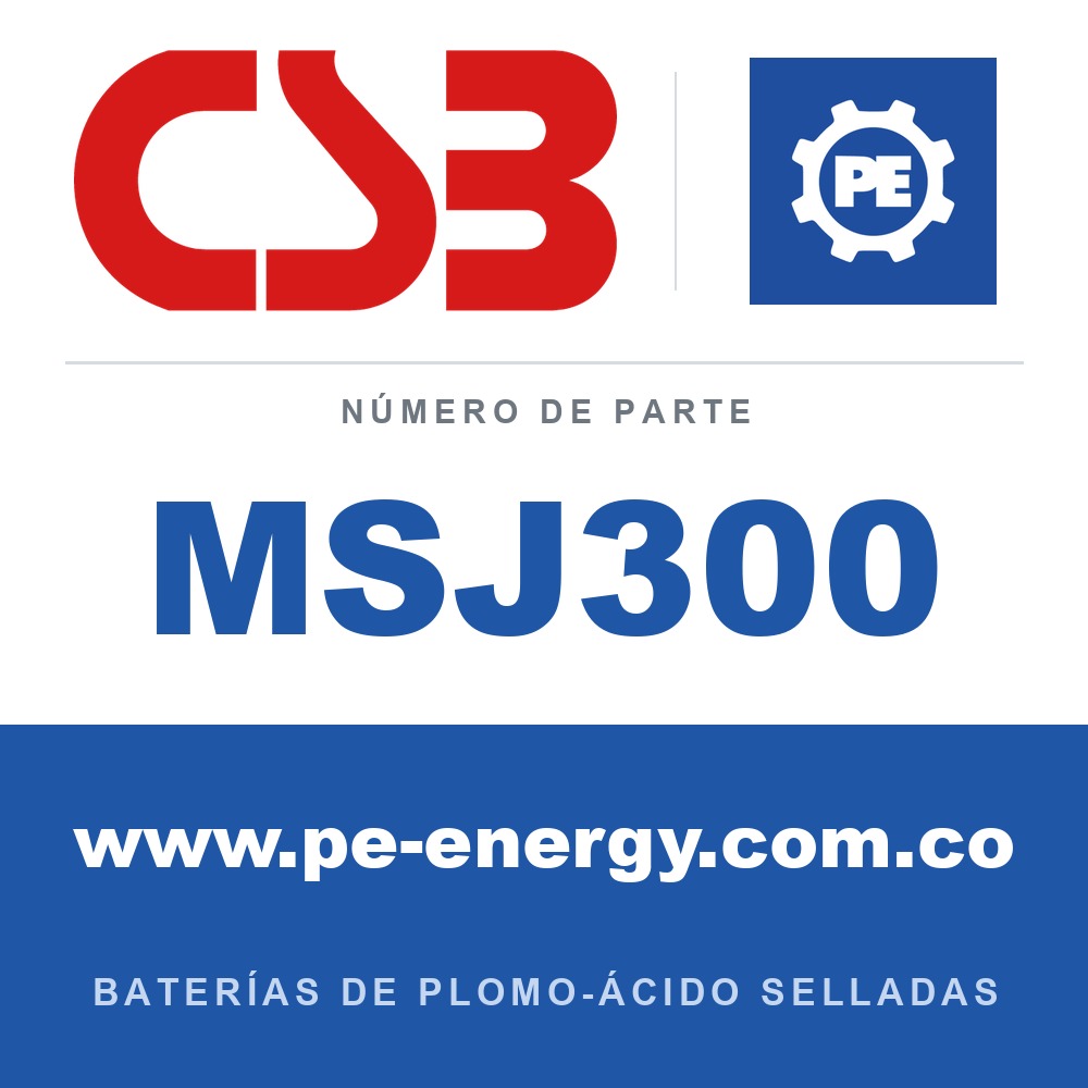 CSB Battery MSJ300 - CSB MSJ300 Celda de batería VRLA 2V 305Ah, caja resistente a las llamas