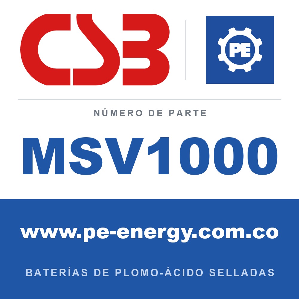 CSB Battery MSV1000 - CSB MSV1000 Celda de batería VRLA 2V 1000Ah, carcasa ignífuga
