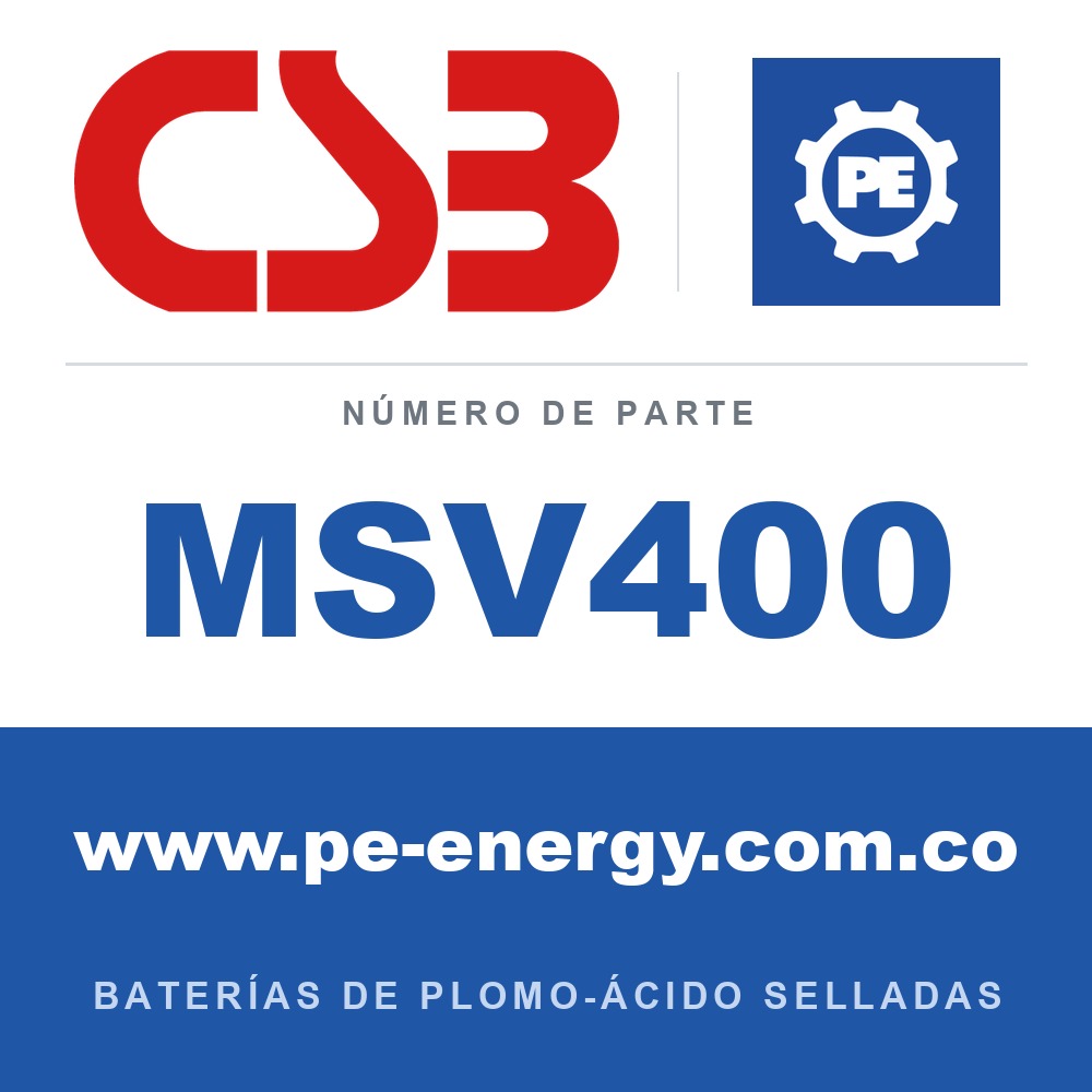 CSB Battery MSV400 - CSB MSV400 Celda de batería VRLA 2V 400Ah, carcasa ignífuga