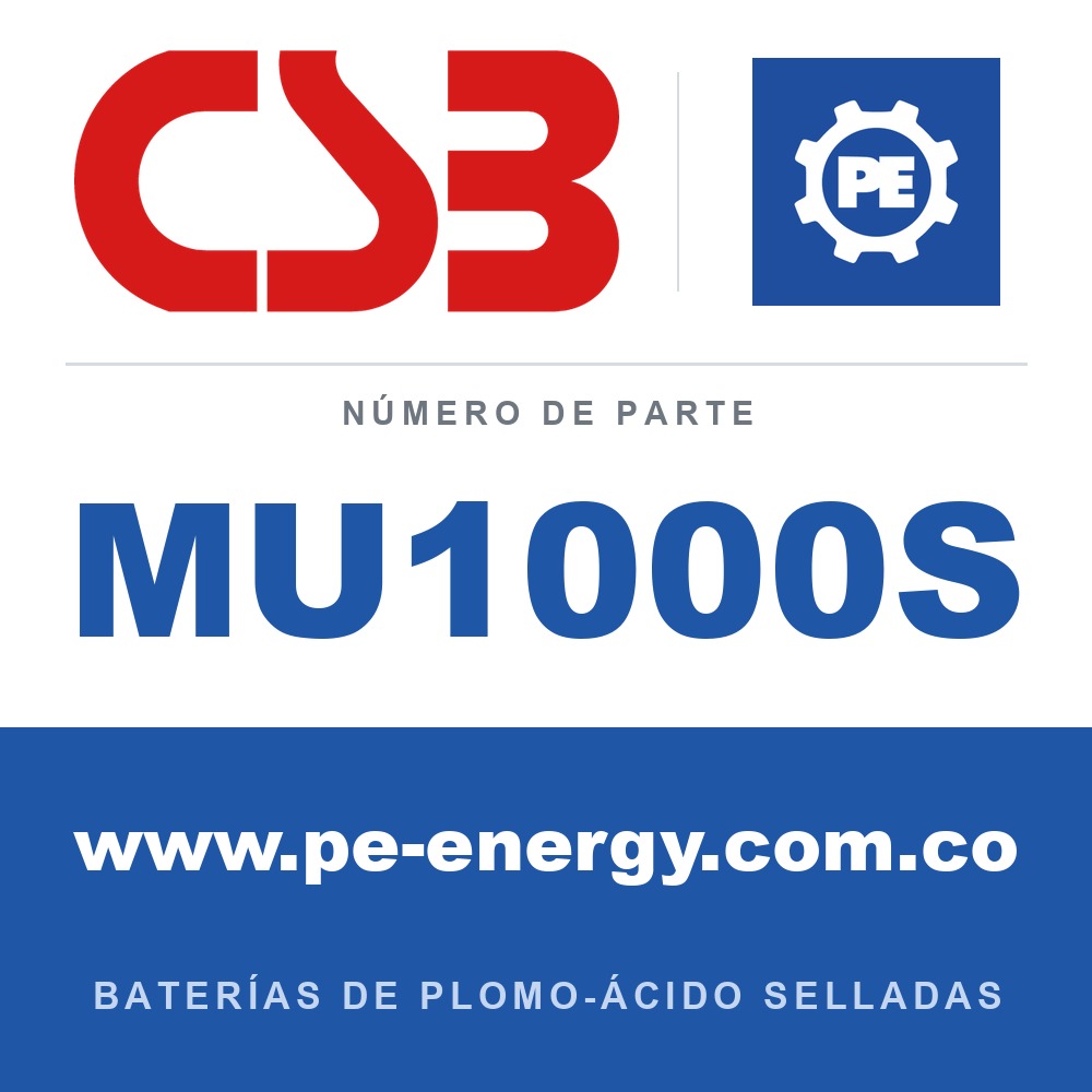 CSB Battery MU1000S - CSB MU1000S Celda de batería VRLA 2V 1000Ah, caja ignífuga