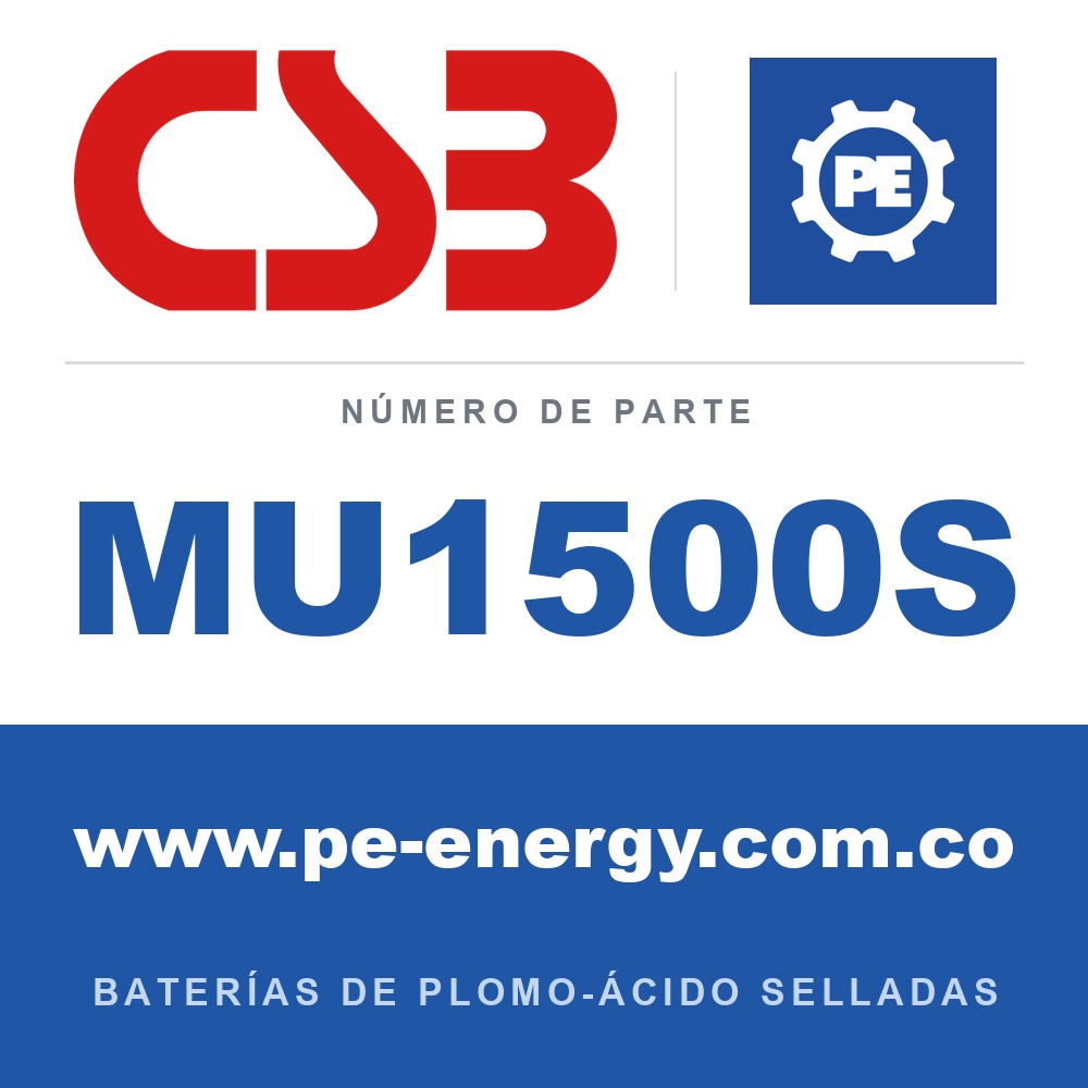 CSB Battery MU1500S - CSB MU1500S Celda de batería VRLA 2V 1500Ah, caja ignífuga