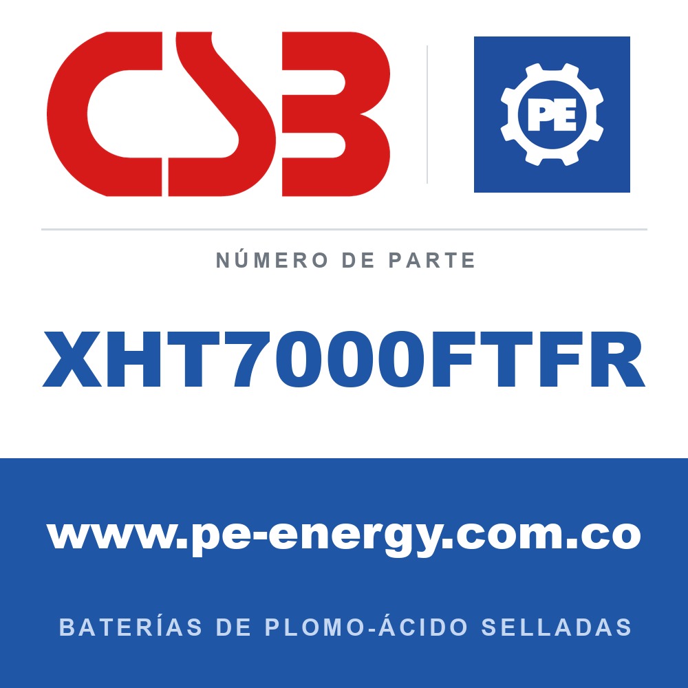 CSB Battery XHT7000FTFR - CSB XHT7000FTFR Batería de plomo-ácido sellada 12V 152.8Ah, caja ignífuga
