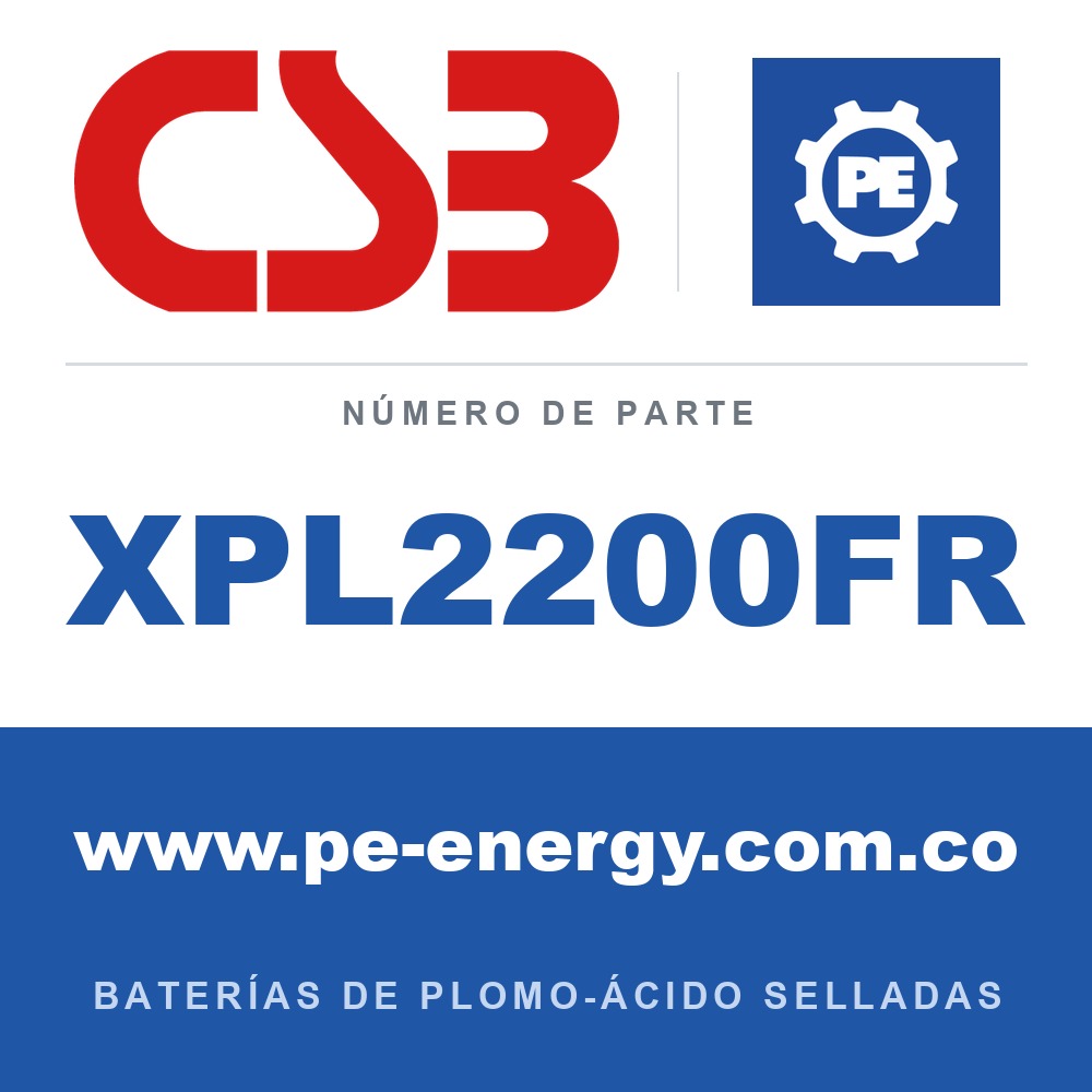 CSB Battery XPL2200FR - CSB XPL2200FR Batería de plomo-ácido sellada 12V 52Ah, carcasa ignífuga