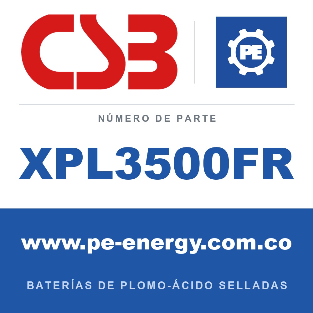 CSB Battery XPL3500FR - CSB XPL3500FR Batería de plomo-ácido sellada 12V 85Ah, carcasa ignífuga