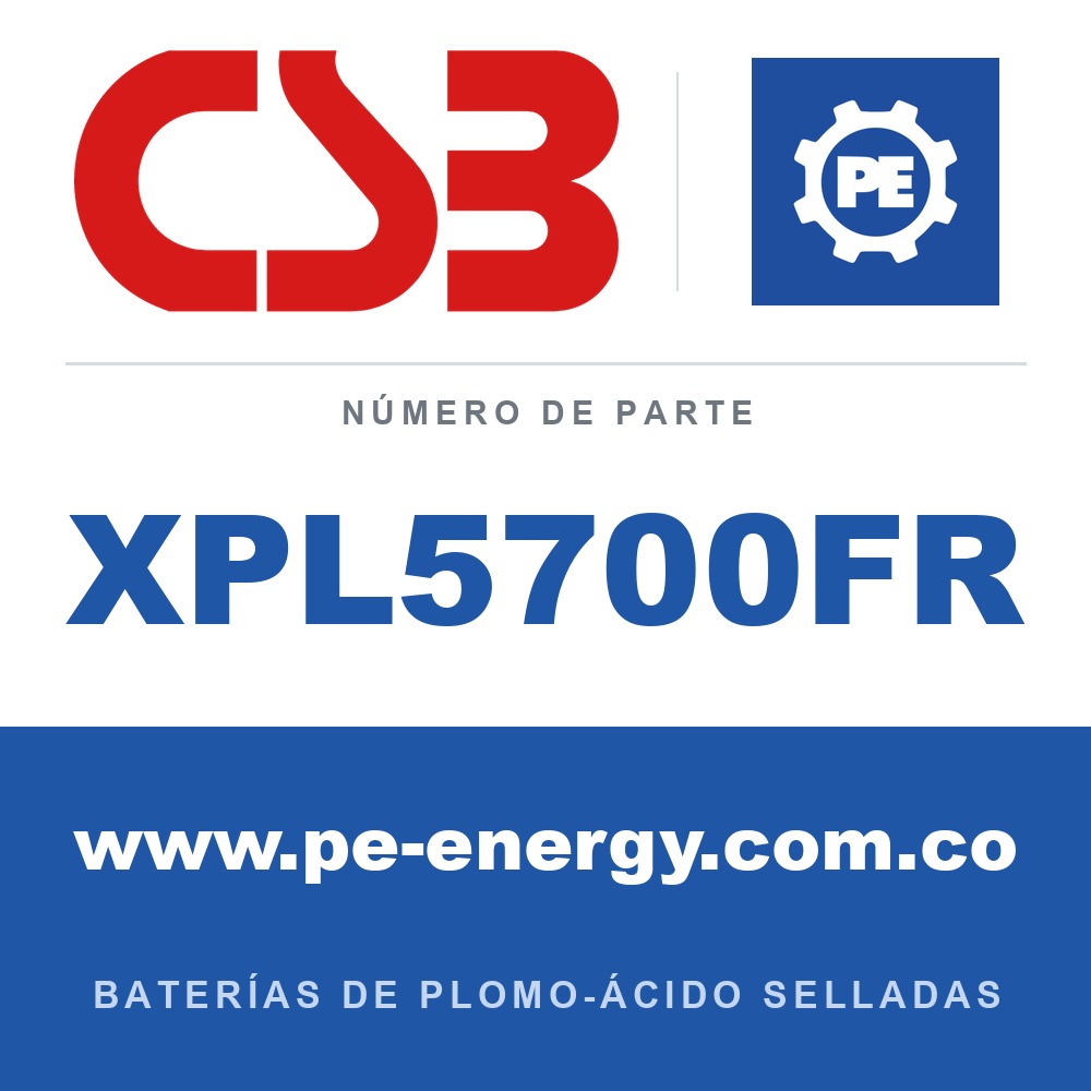 CSB Battery XPL5700FR - CSB XPL5700FR Batería de plomo-ácido sellada 12V 110Ah, carcasa retardante de llama