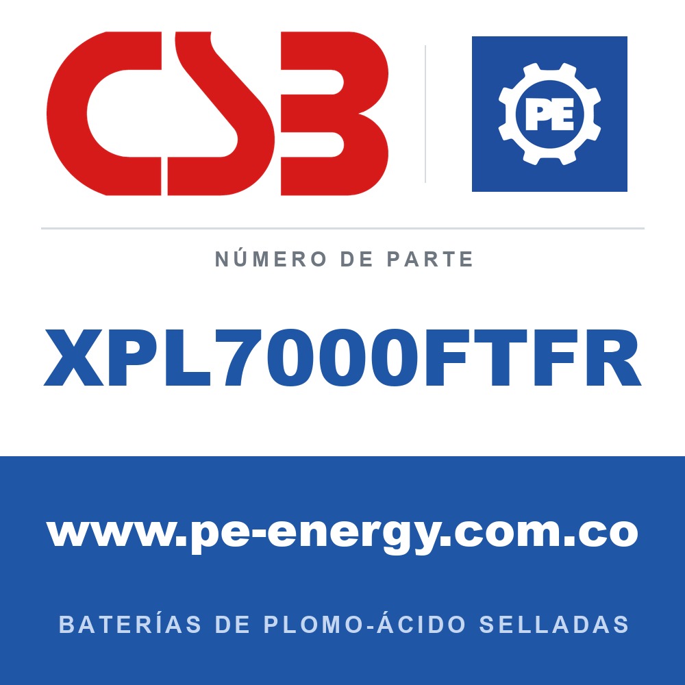 CSB Battery XPL7000FTFR - CSB XPL7000FTFR Batería de plomo-ácido sellada 12V 152.8Ah, carcasa retardante de llama