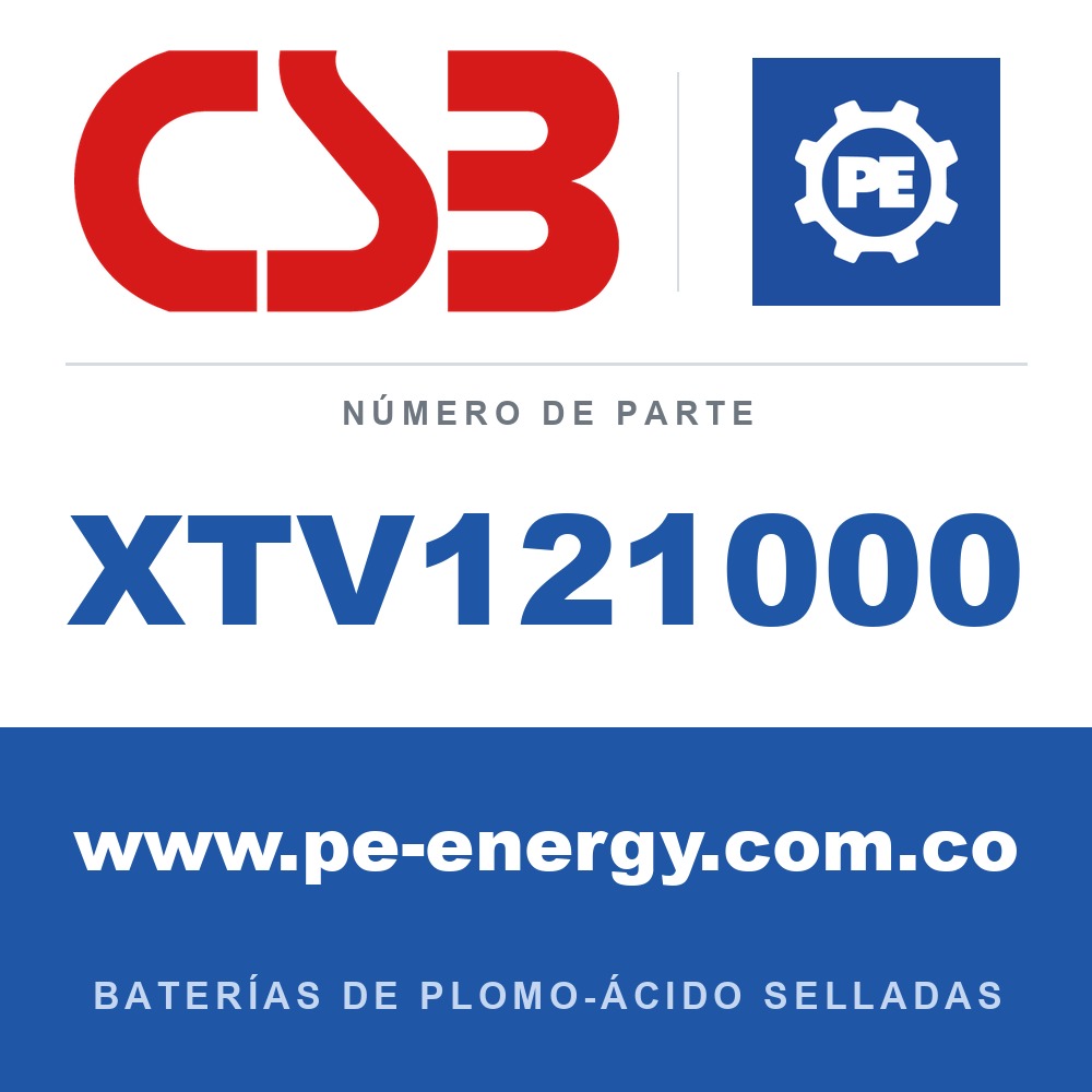 CSB Battery XTV121000 - CSB XTV121000 Batería de plomo-ácido sellada 12V 100Ah