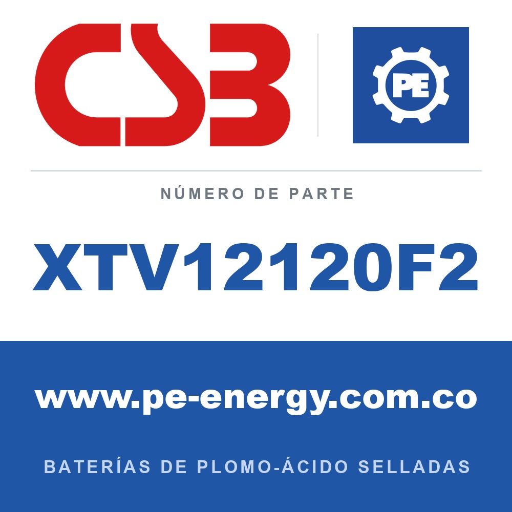 CSB Battery XTV12120F2 - CSB XTV12120F2 Batería de plomo-ácido sellada 12V 12Ah