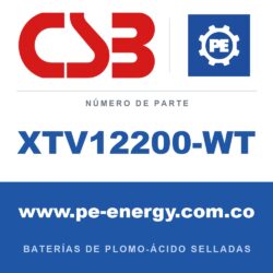 CSB Battery XTV12200-WT - CSB XTV12200-WT Batería de plomo-ácido sellada 12V 20Ah
