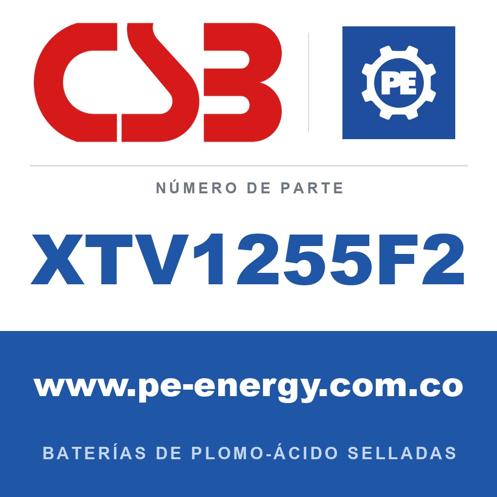 CSB Battery XTV1255F2 - CSB XTV1255F2 Batería de plomo-ácido sellada 12V 5.5Ah
