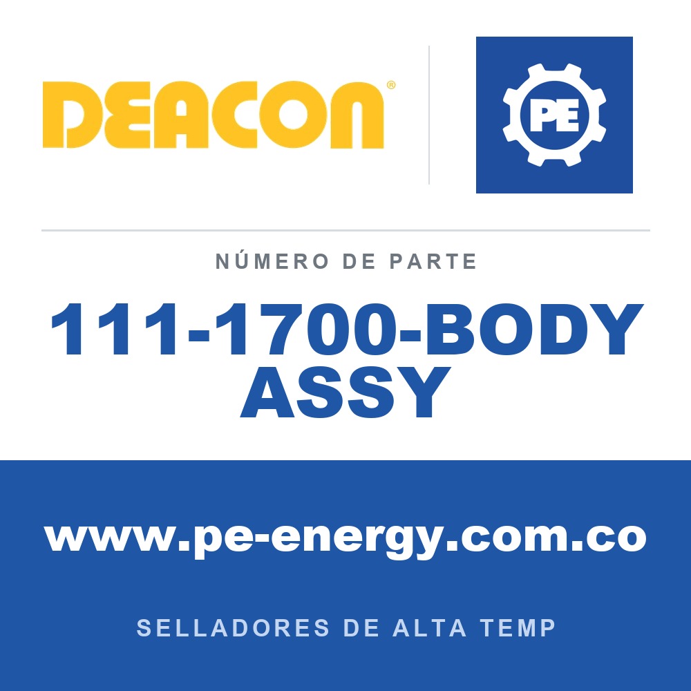 Deacon 111-1700-BODY ASSY - Deacon 111-1700-BODY ASSY Ensamblaje de cuerpo con válvula de derivación y juntas tóricas