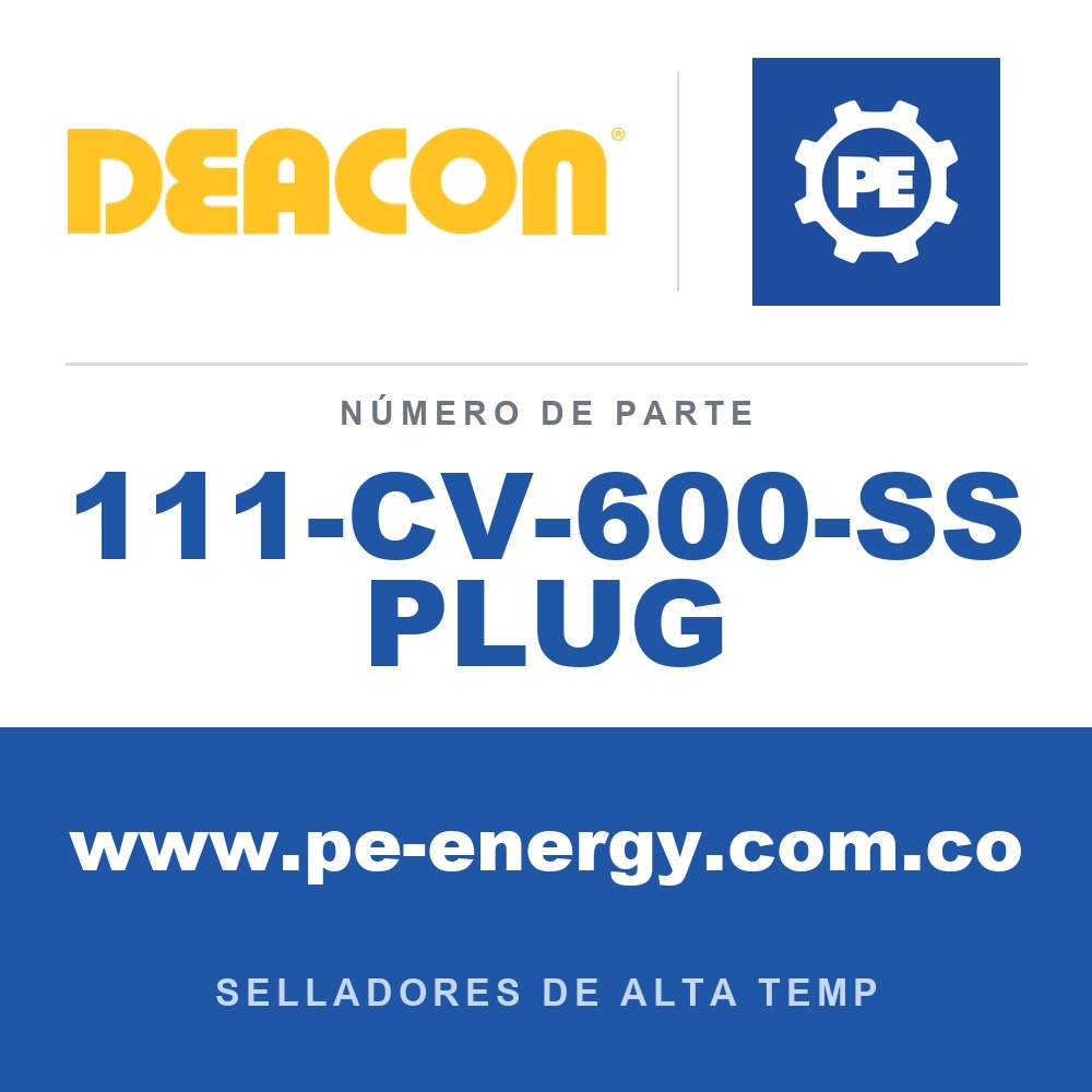 Deacon 111-CV-600-SS PLUG - Deacon 111-CV-600-SS PLUG Sellador inyectable CV-600 - Tapón (Paquete de 100), CV-600-SS para servicio nuclear