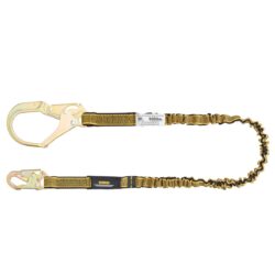 DEWALT DXFP612110 Cordón de una sola pierna de 6 ft. (1.8 m) con absorbedor de energía interno, gancho de seguridad de acero en el extremo del anillo en D y gancho para barra de re