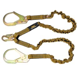 DEWALT DXFP613130 6 ft. (1.8 m) eslinga de dos piernas con absorbedor de energía interno, extensión de 4 ft. a 6 ft. con gancho de seguridad de acero en el extremo del anillo en D