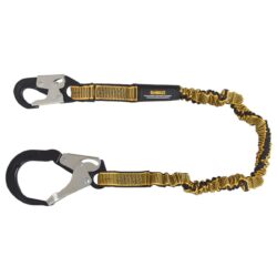 DEWALT DXFP613510 6 ft. (1.8 m) eslinga de una pierna con absorbedor de energía interno, extensión de 4 ft. a 6 ft. con gancho de seguridad de acero en el extremo del anillo en D y