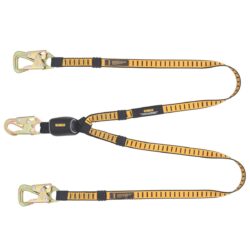DEWALT DXFP615120 6 ft.(1.8 m) Eslinga de doble brazo, absorbedor de energía externo, amarre ajustable, ganchos de seguridad de acero en ambos extremos