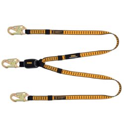 DEWALT DXFP621130 eslinga doble de 6 ft.(1.8 m), absorbedor externo, eslinga para caída libre de 12-Ft (3.2M.) con ganchos de seguridad de acero en ambos extremos