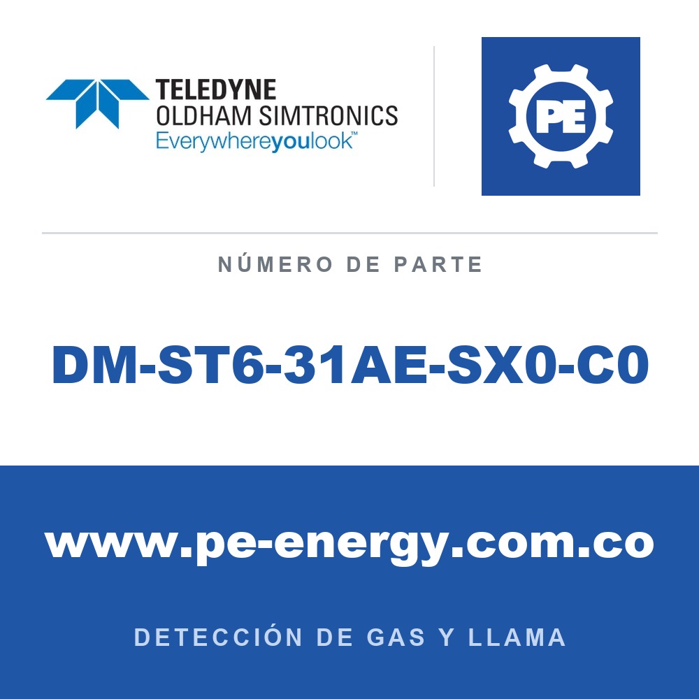 Oldham Simtronics DM-ST6-31AE-SX0-C0 H2S, Sulfuro de hidrógeno 0-20ppm, para Serie DG7 de SS 316L