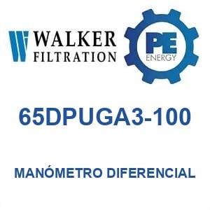 Walker Filtration 65DPUGA3-100 - Walker 65DPUGA3-100 Manómetro de presión diferencial serie Alpha