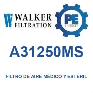 Walker Filtration A31250MS - Walker A31250MS Filtro de aire médico y estéril serie Alpha