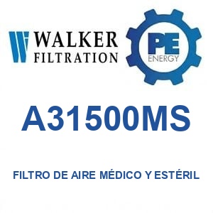 Walker Filtration A31500MS - Walker A31500MS Filtro de aire médico y estéril serie Alpha